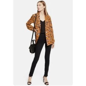 Phillip‎ Lim Target Top Shirt Jacket Womens XS Orange Blue Leopard